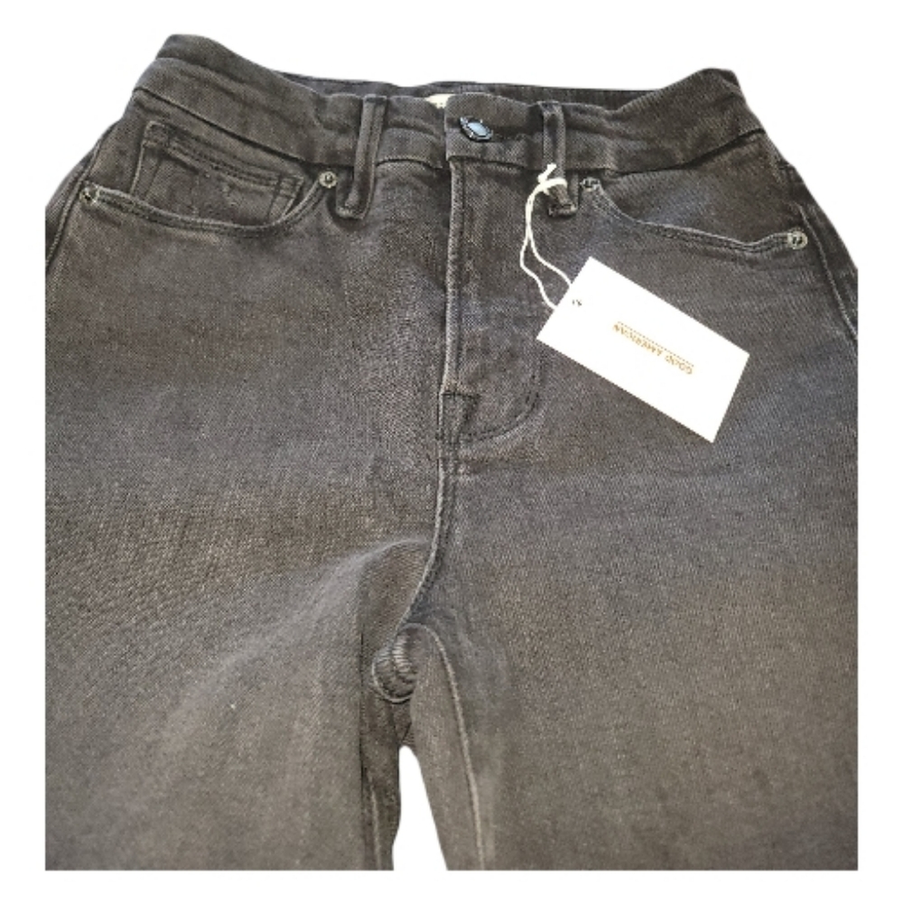 GOOD AMERICAN Good Classic High Waist Skinny Jean Faded Washed Black Gray NEW - Picture 4 of 7
